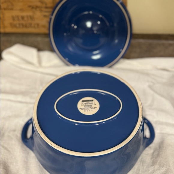 2.5 qt CorningWare Creations Stoneware Blue baking casserole dish w lid - Picture 7 of 9